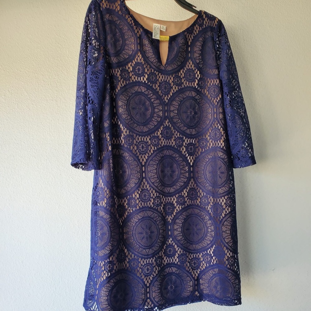 Elegant Lace Dress in Deep Blue